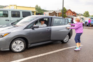 Person getting a ride from a carpool service