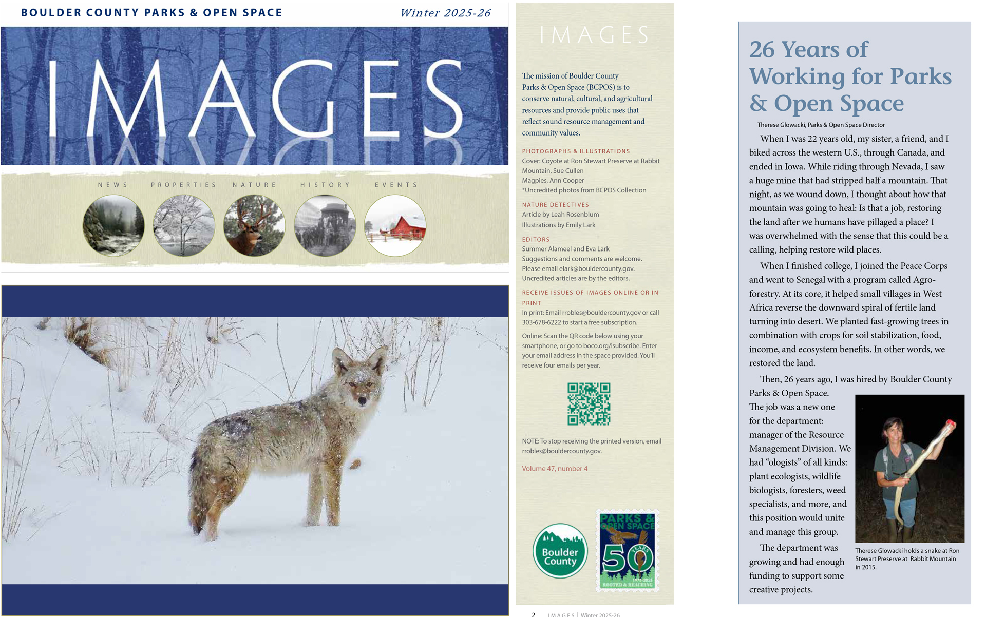 Cover and first page of Images Winter 2025 edition