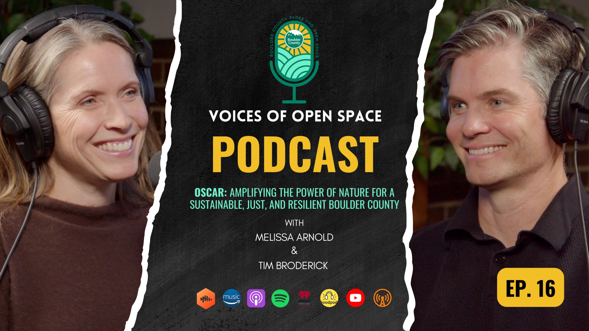 Cover image of episode 16 with a photo of Melissa and Tim.