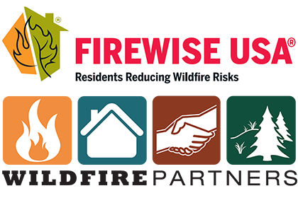 Logos of Firewise USA and Wildfire Partners.