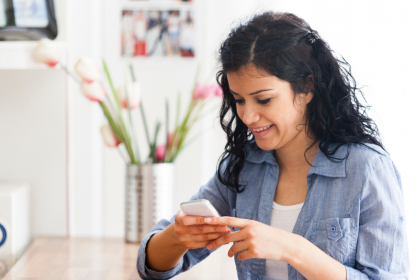 Woman looking at her phone.