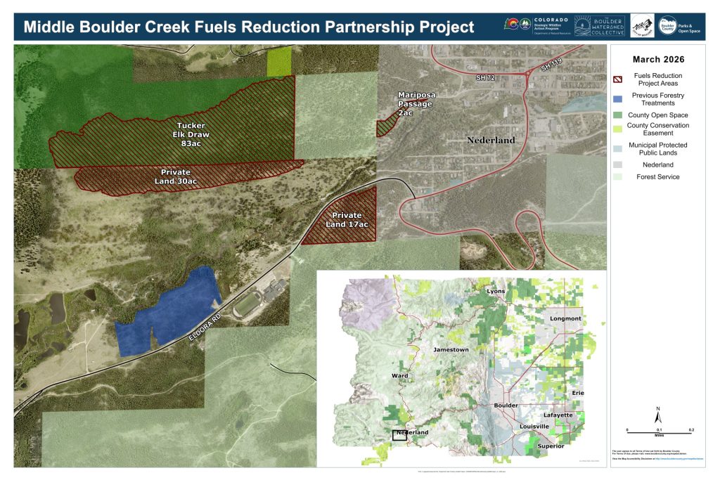 Map showing the project area west of Nederland