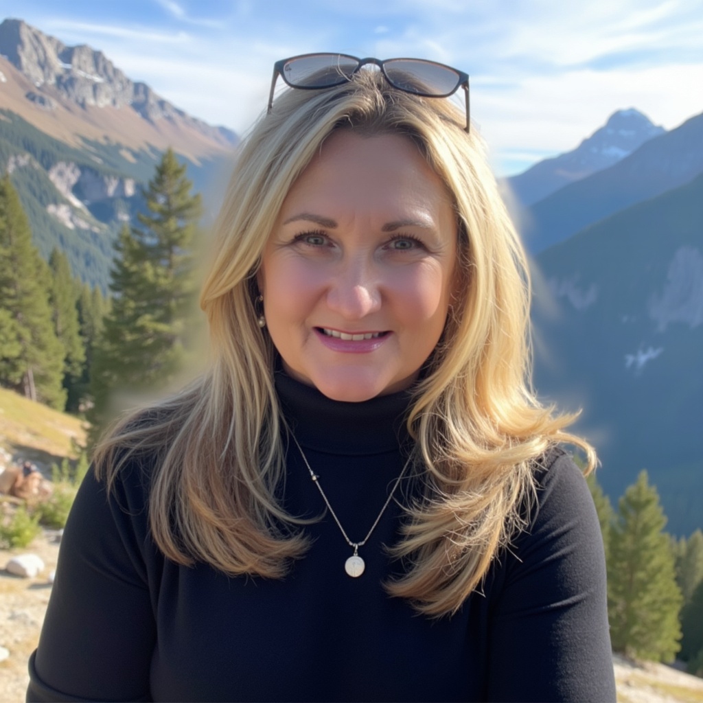 Headshot of Joycelyn standing outside with mountain backdrop.