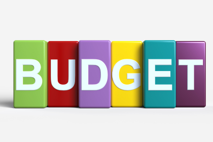 budget in block letters.