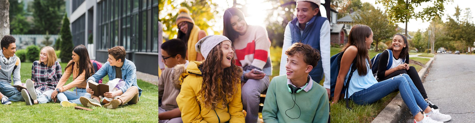 three scenes of teenagers hanging out and having a good time