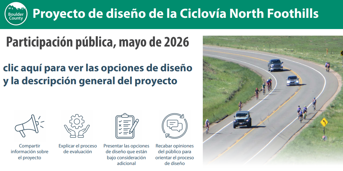 Click the image to go to the Spanish version of North Foothills Bikeway design options meeting board