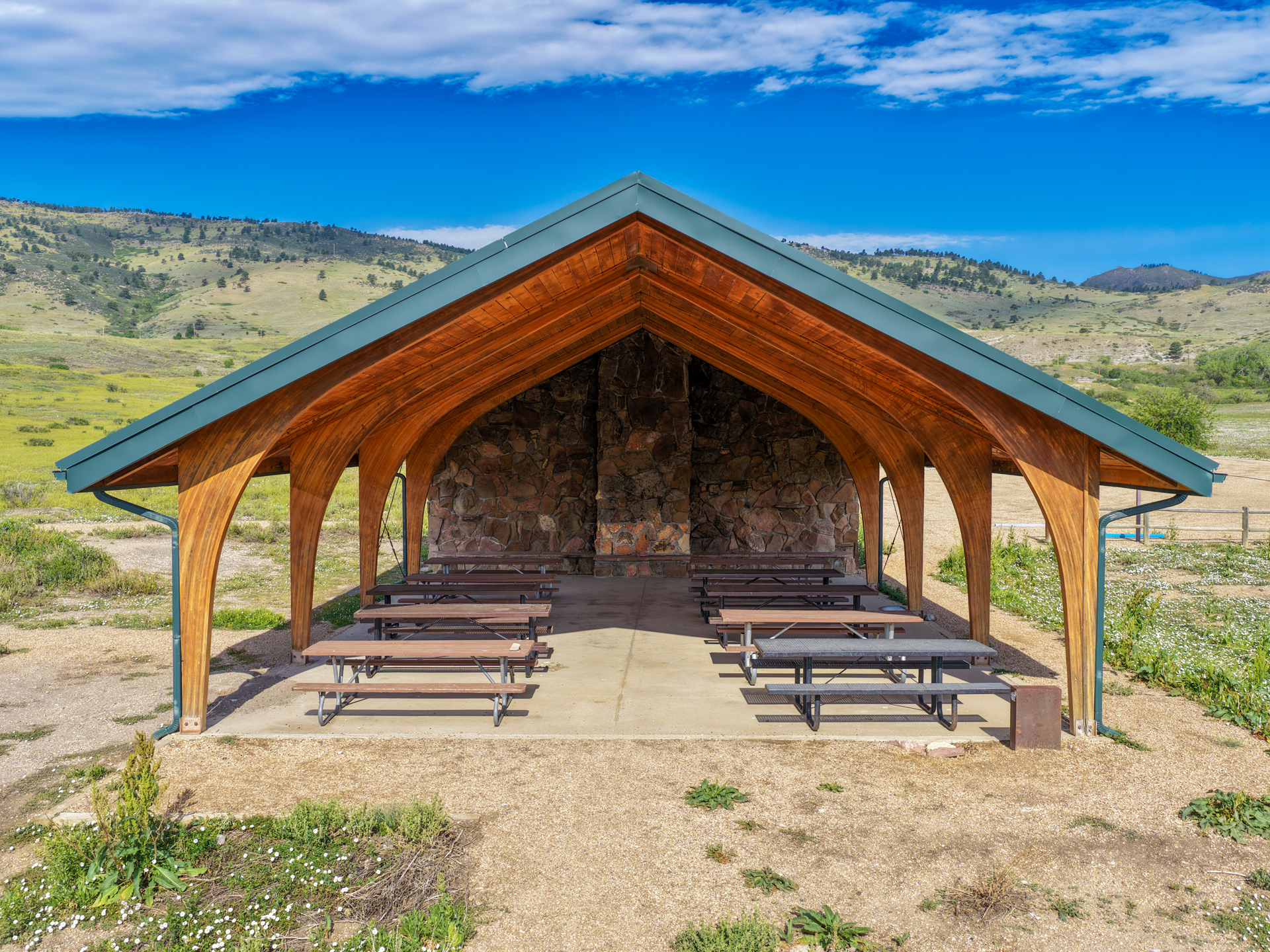 Beech Shelter with 10 picnic tables.