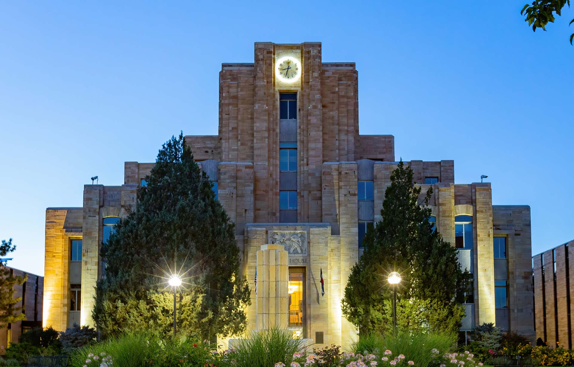 Brick governenment building in early evening - Boulder County Courthouse.