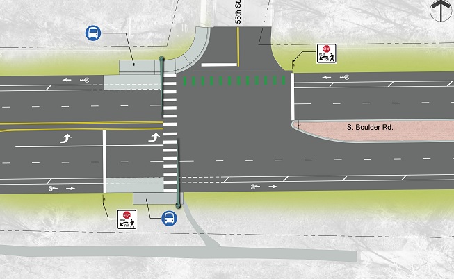 Rendering of 55th Street and South Boulder Road intersection improvements