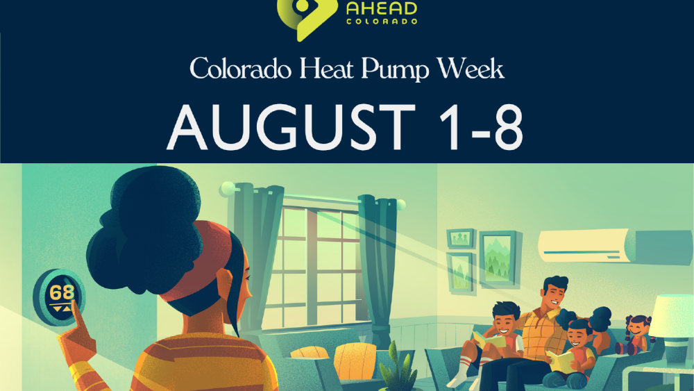 Dark blue banner with the Power Ahead Colorado logo and text reading 