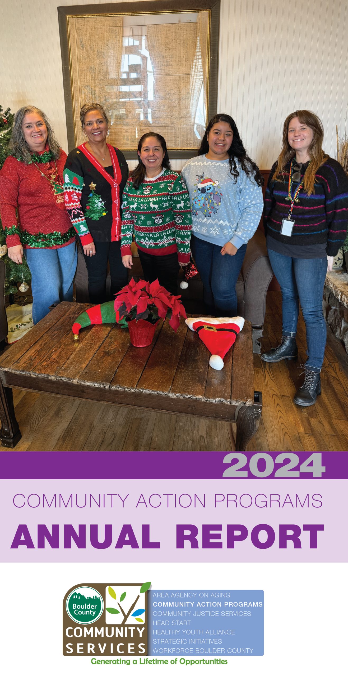Community Action Programs Annual Report cover for 2024 that has a photo of the CAP staff