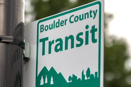 Boulder County Transit bus stop sign.