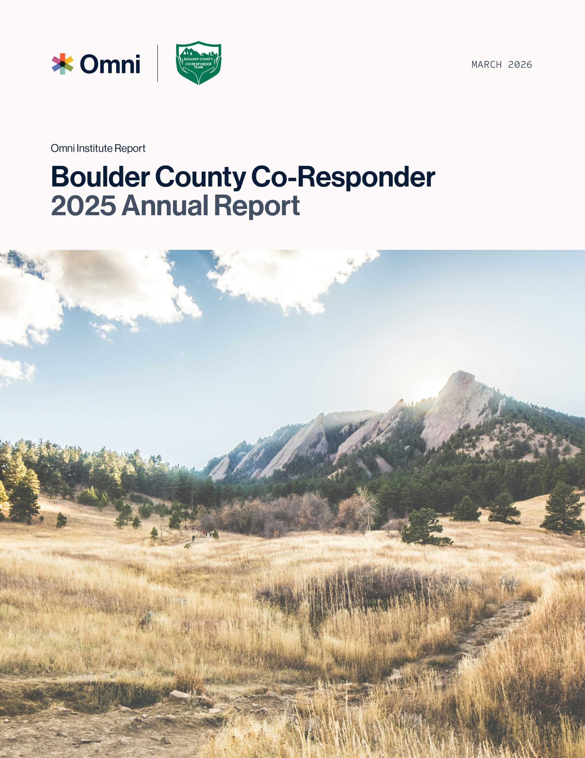 cover of the Co-Responder annual report with a picture of the foothills in Boulder County
