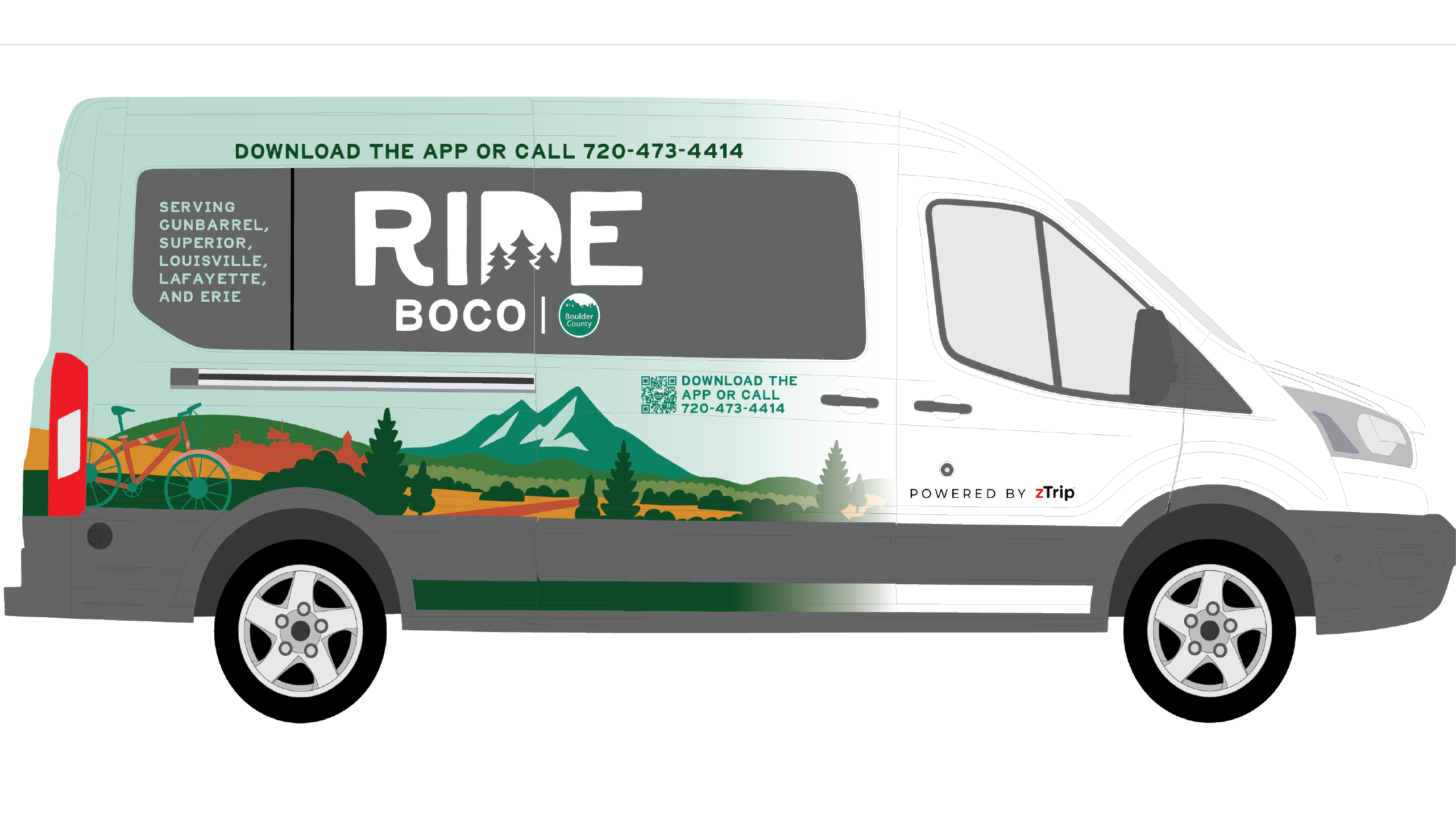 Ride BoCo Bus. To ride, call 720-473-4414 or use the app