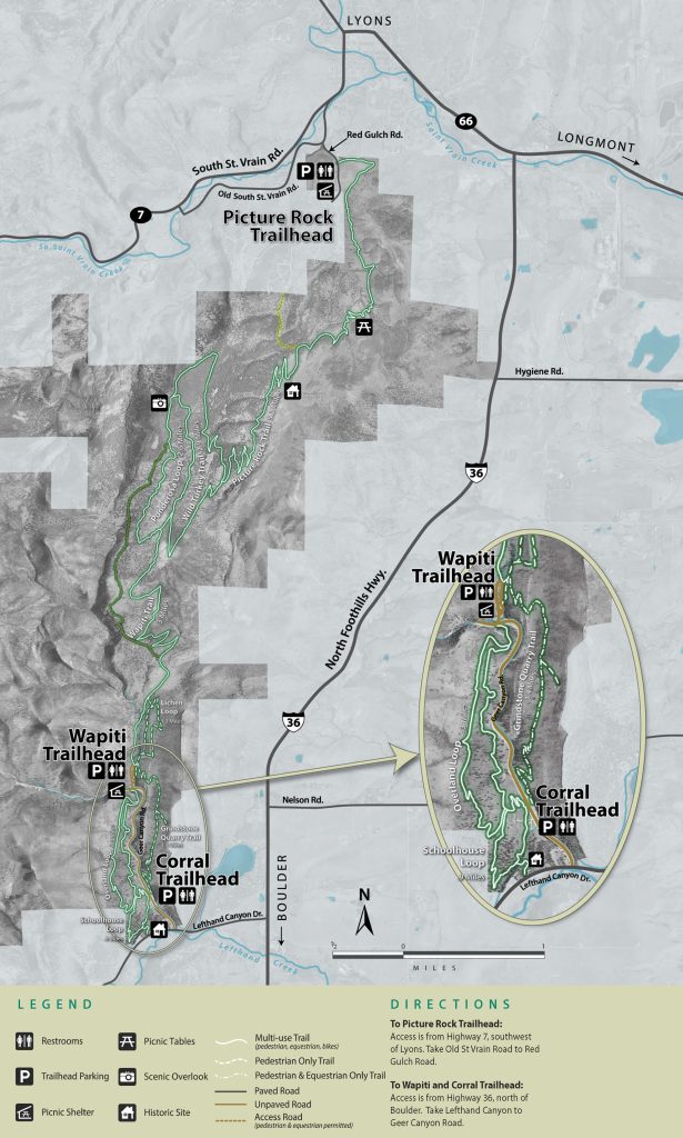 Map showing trails at Heil Valley Ranch